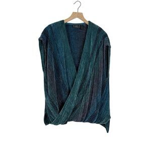 Vintage Sleeveless Cocoon Wrap Sweater Vest Chenille Lagenlook Mermaid Witchy